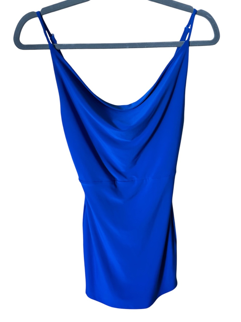 bebe Royal Blue Mini Dress with Cowl Neck